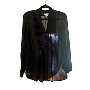Cache Black Sheer Blouse Size Small | Pintuck Detail | Lightweight Dreamwear